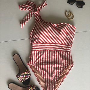 Cute, hot, candy cane one piece. J. crew NWT